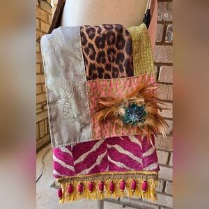One of a kind Keep It Gypsy festival crossbody purse fringe bohemian patchwork